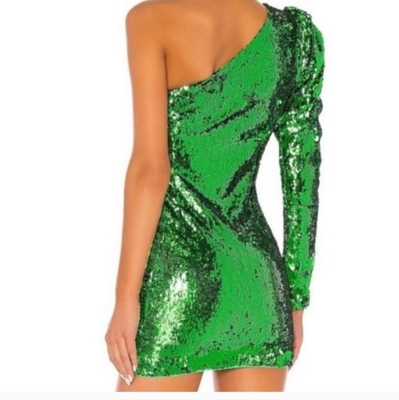 NBD Rihanna Sequin Mini Dress in Bright Green One Sboulder. Size Small - Picture 2 of 13